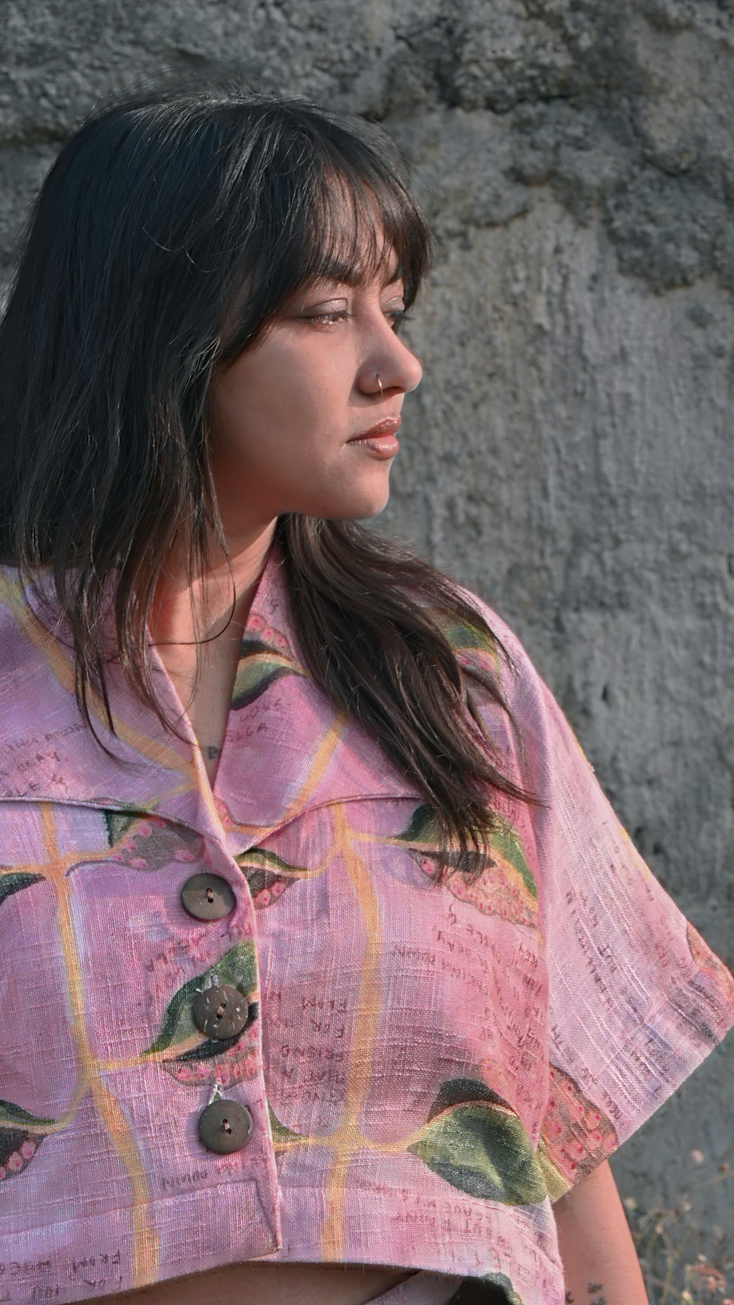 Pink Big Collar Shirt & Eyelet Pants