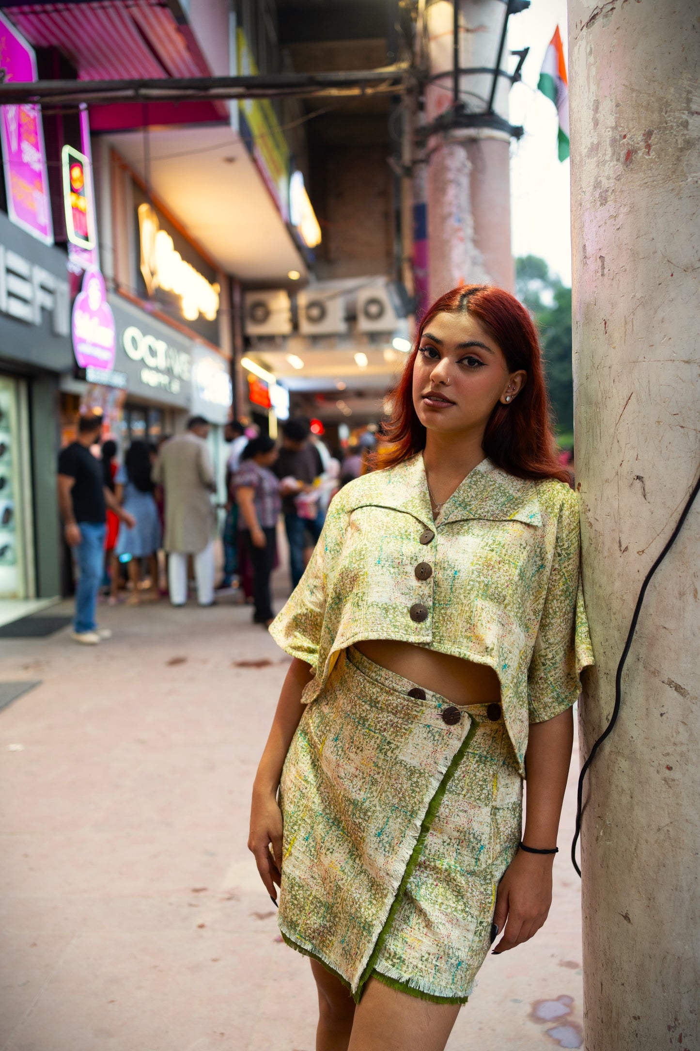 Splatter Print Big Collar Shirt