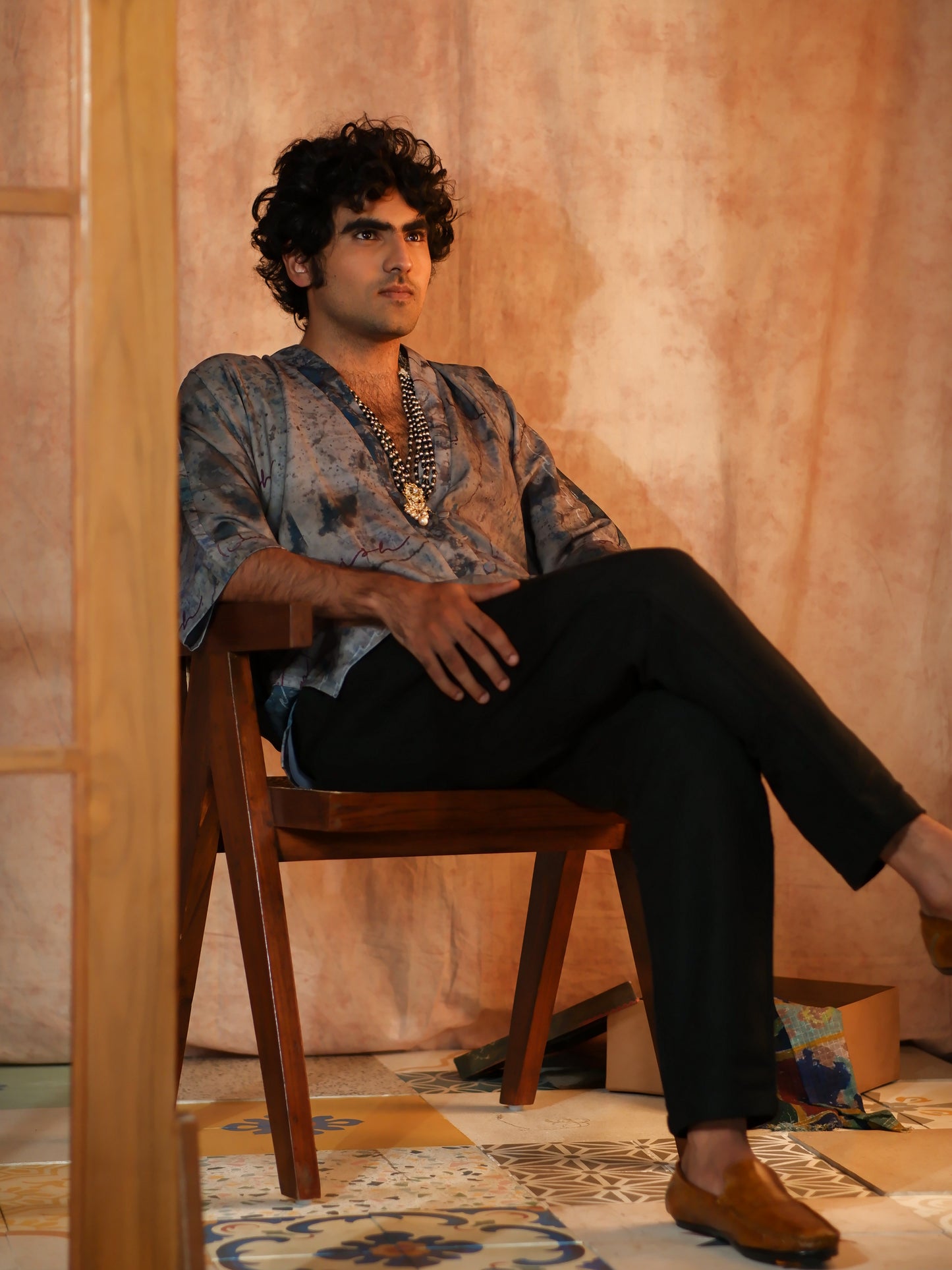 V neck Japanese Kimono Shirt