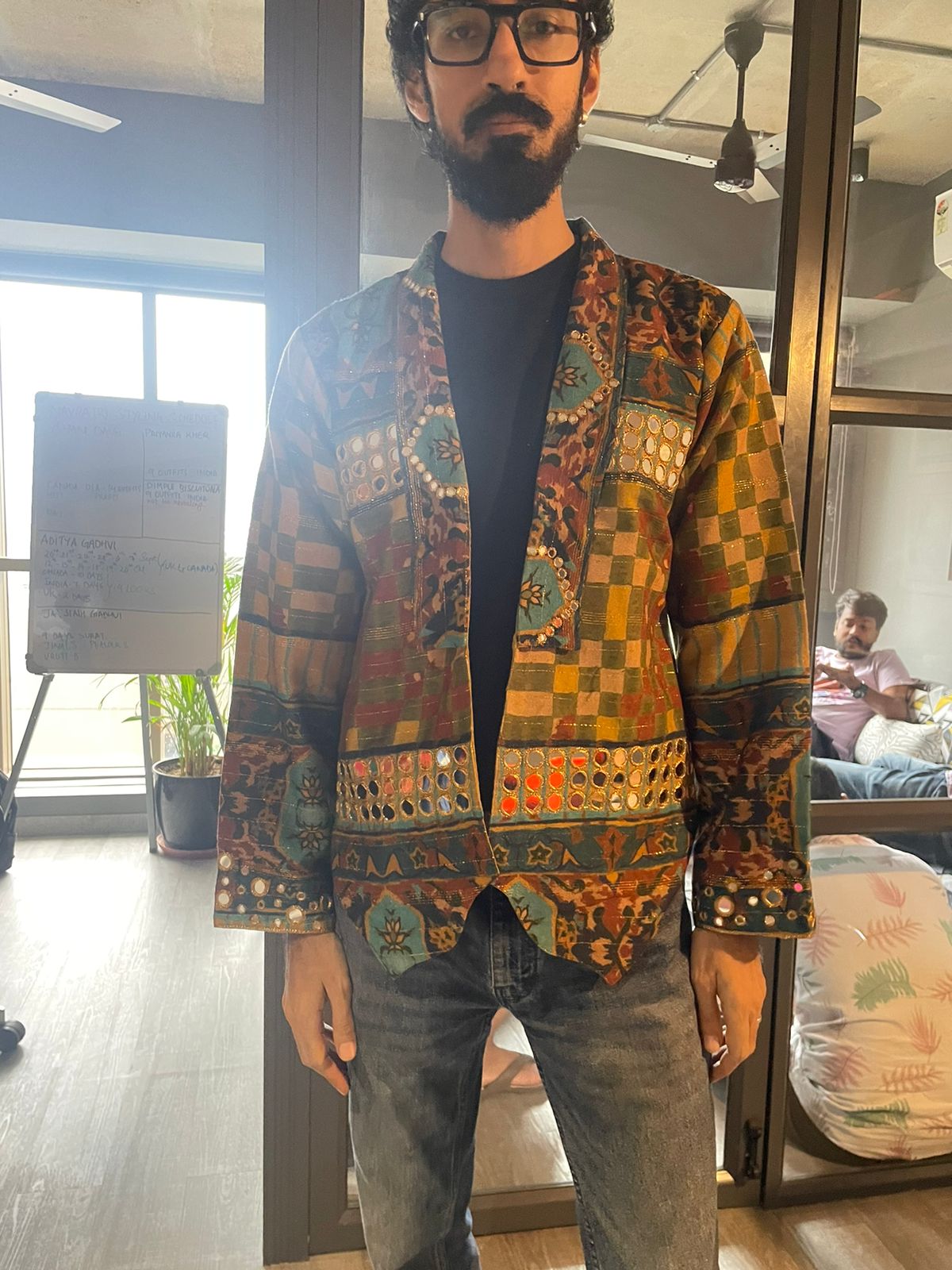 Mosque Jacket , Rust Mirror sleeveless shirt and Fray Pants