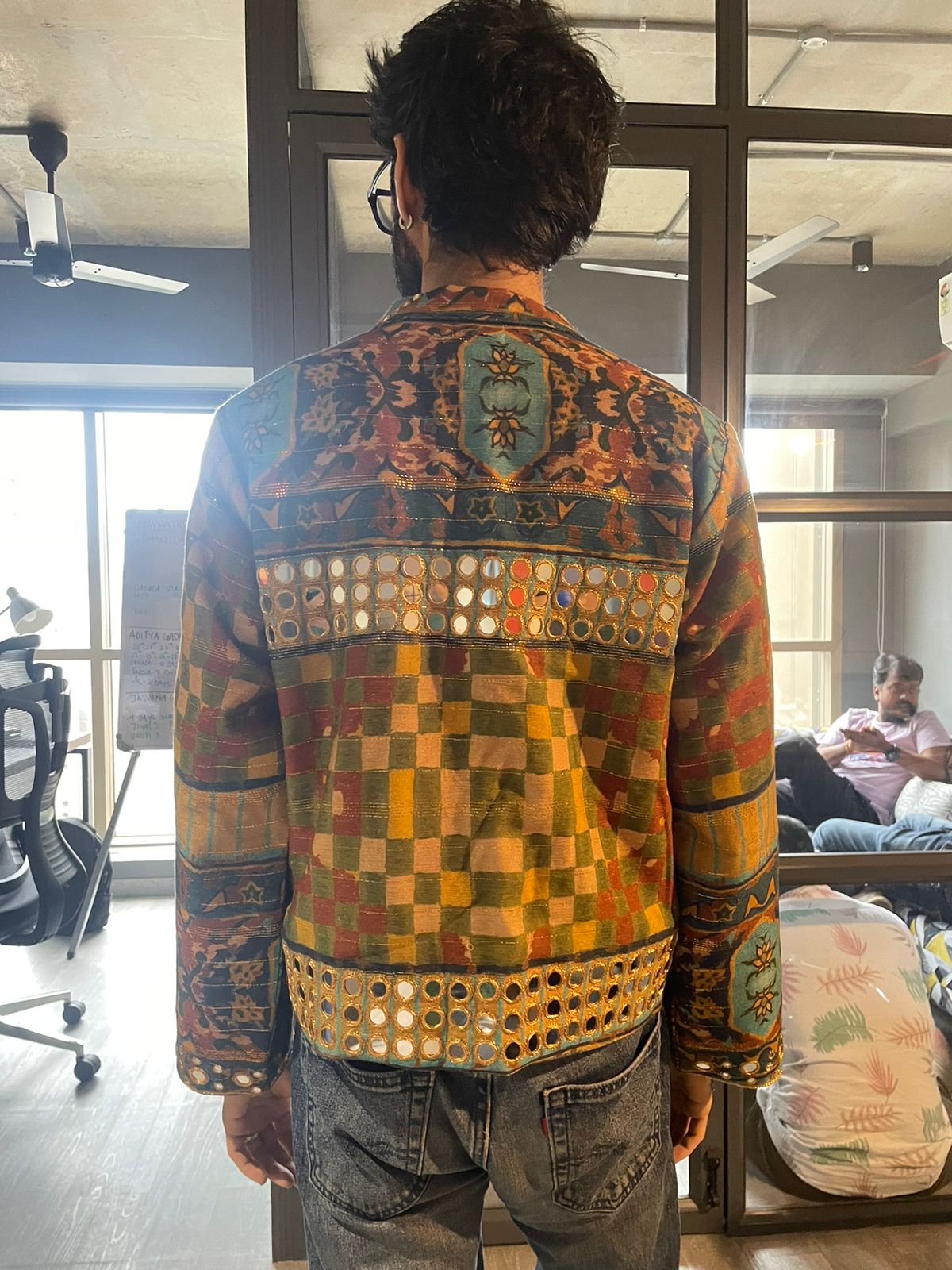 Mosque Jacket , Rust Mirror sleeveless shirt and Fray Pants