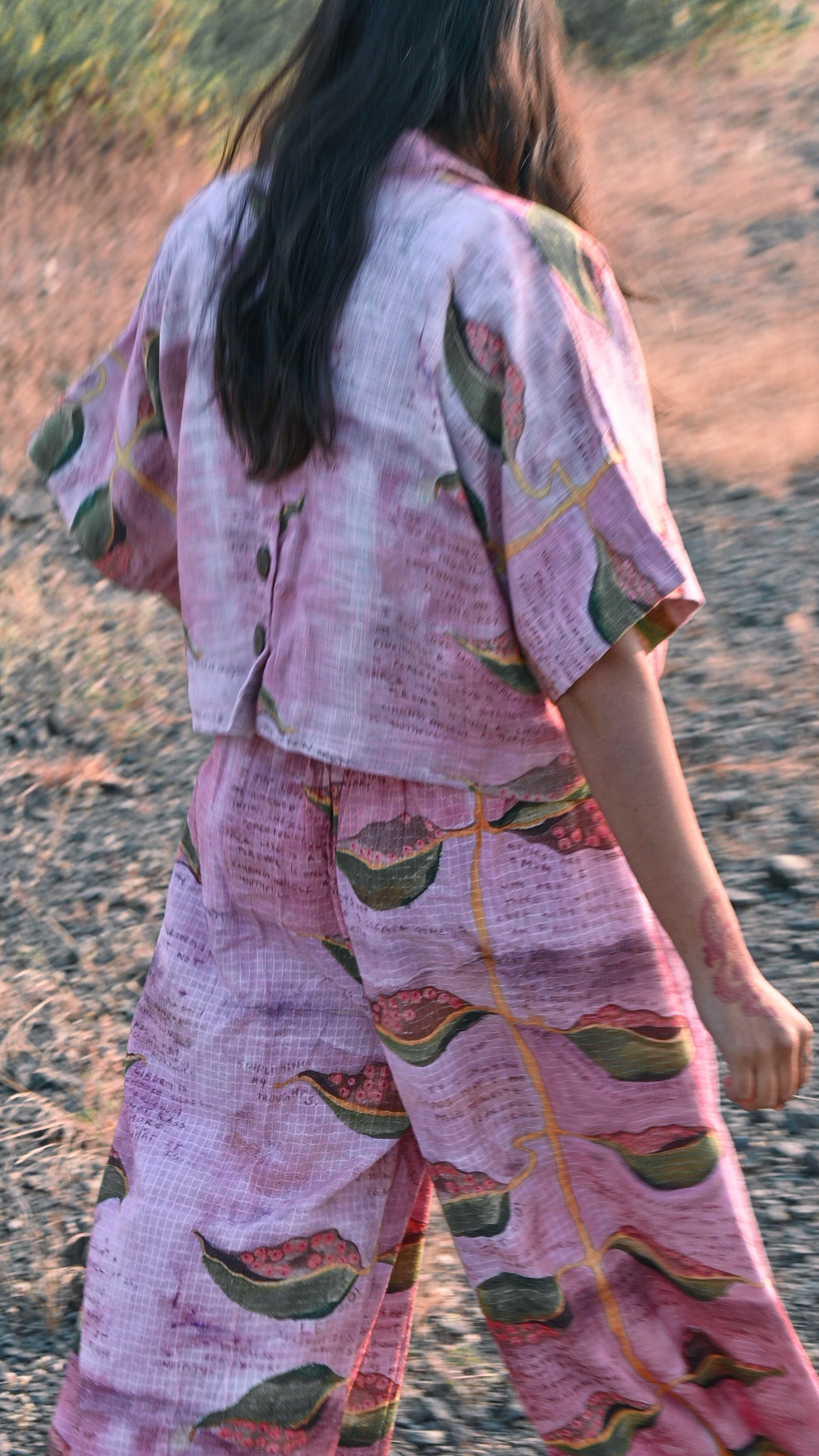 Pink Big Collar Shirt & Eyelet Pants