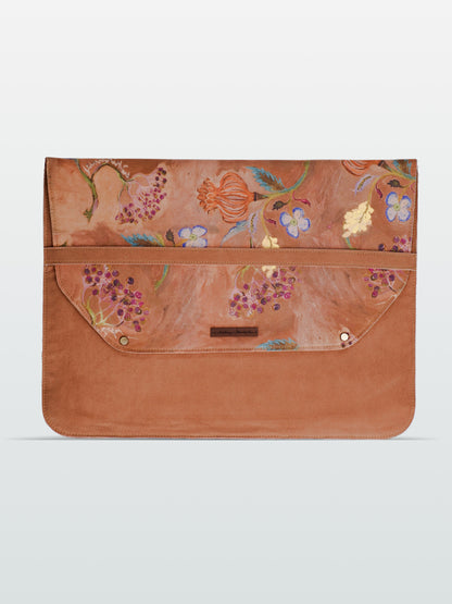 Brown Floral Print Laptop sleeve- 15”