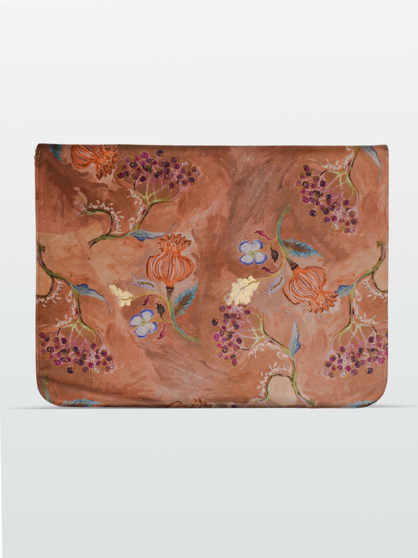 Brown Floral Print Laptop sleeve- 15”