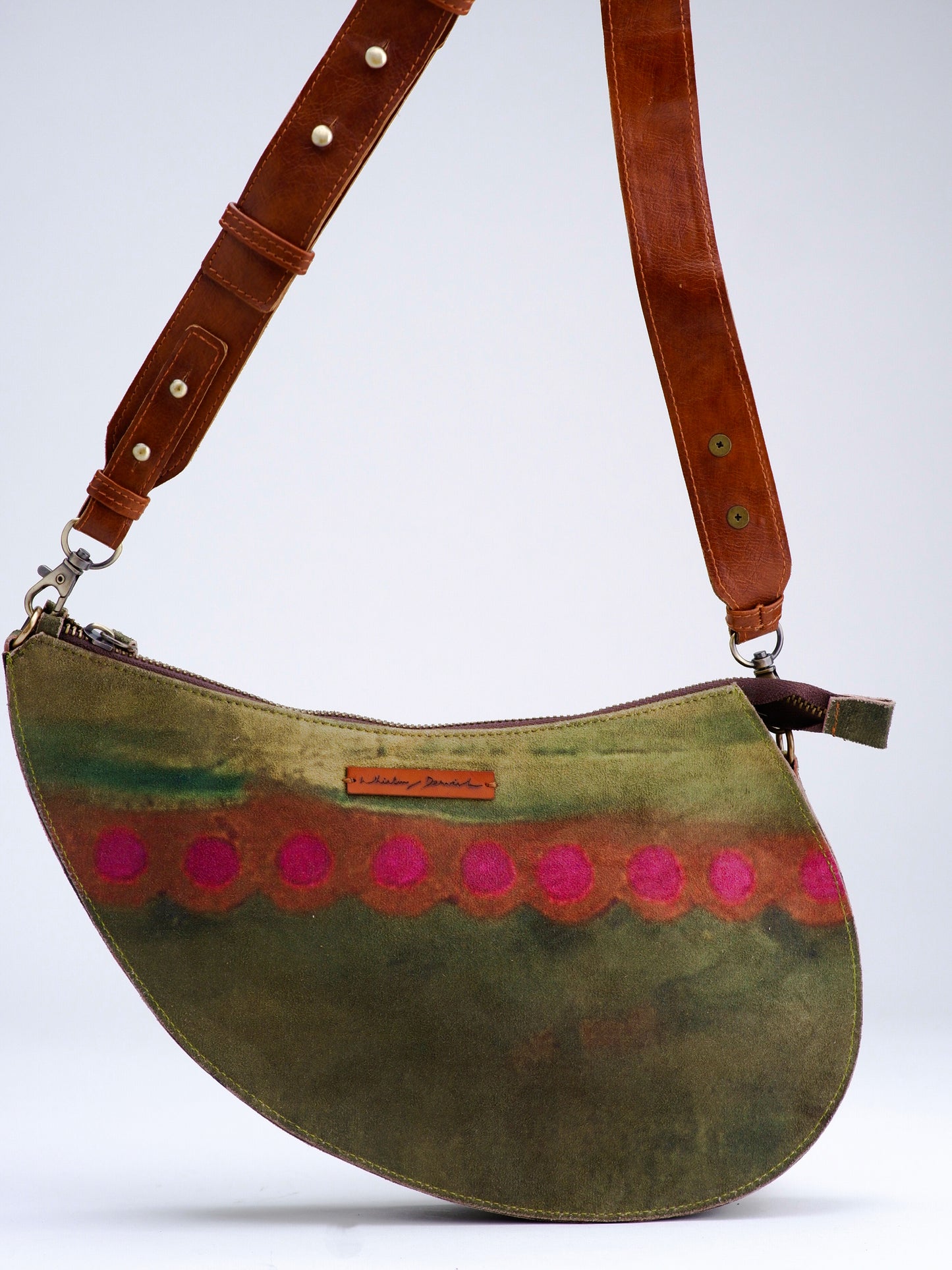 Green Card Print D-shaped sling & fanny bag