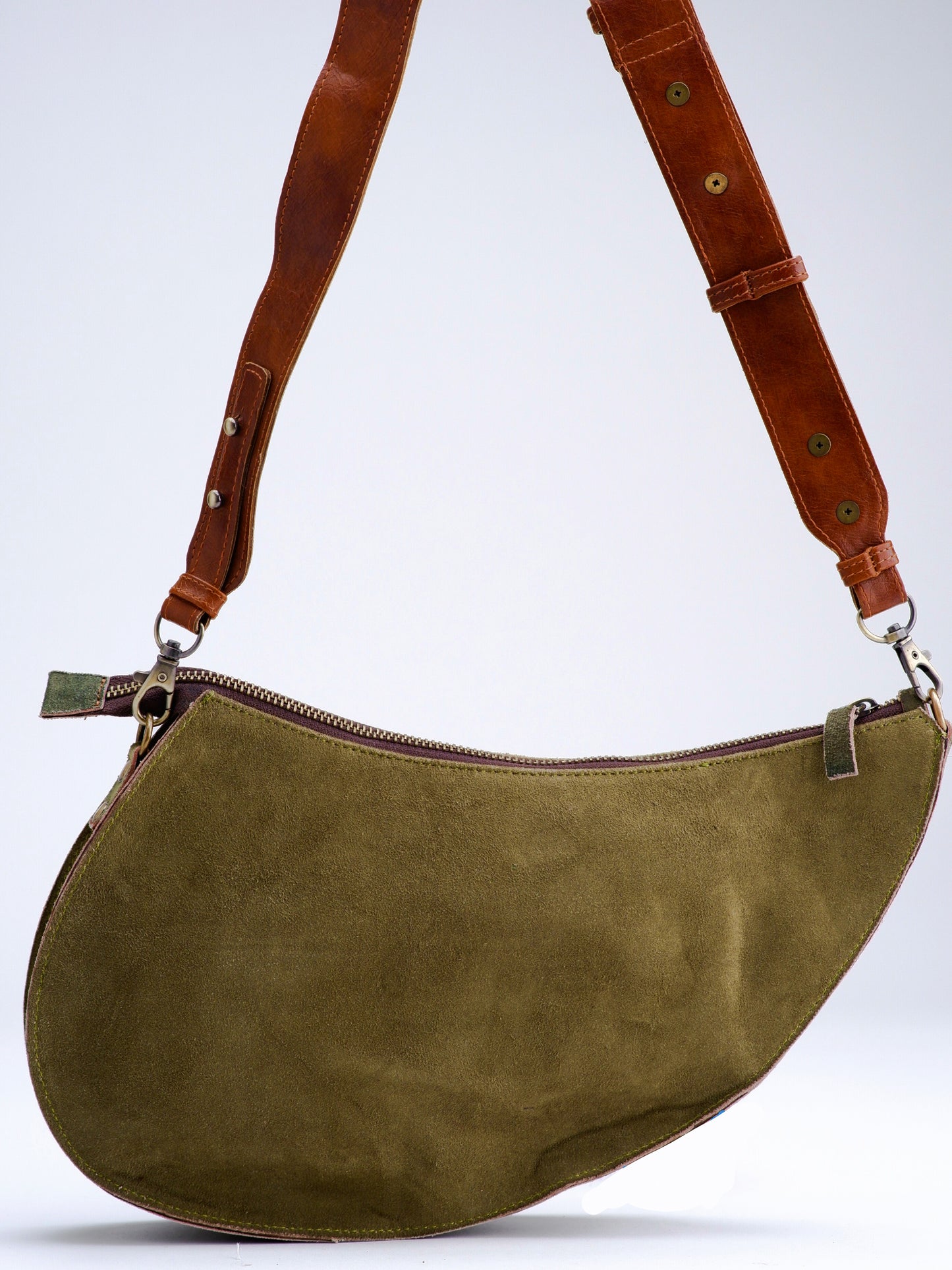 Green Card Print D-shaped sling & fanny bag