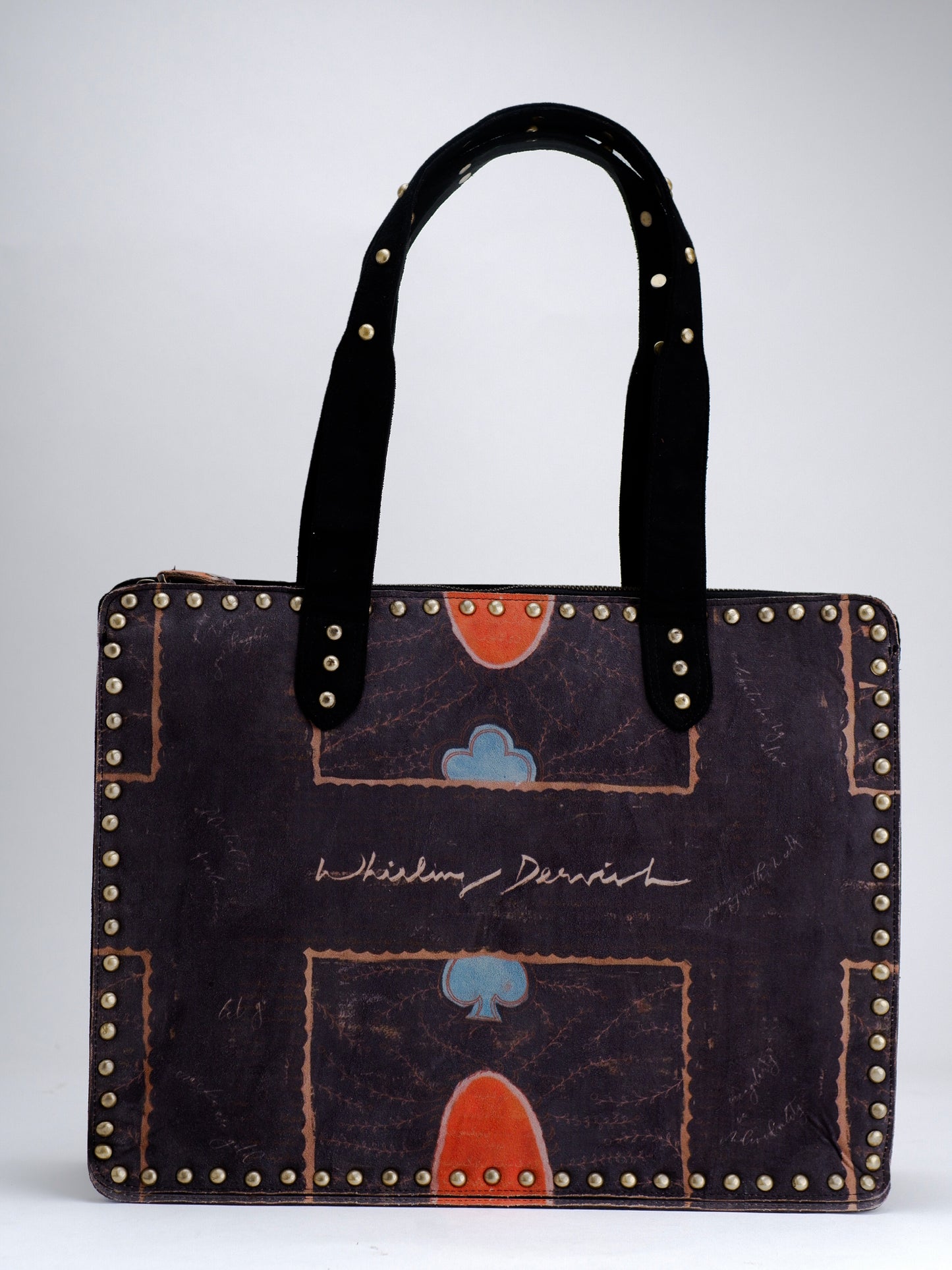 Black Card Print Landscape Tote Bag