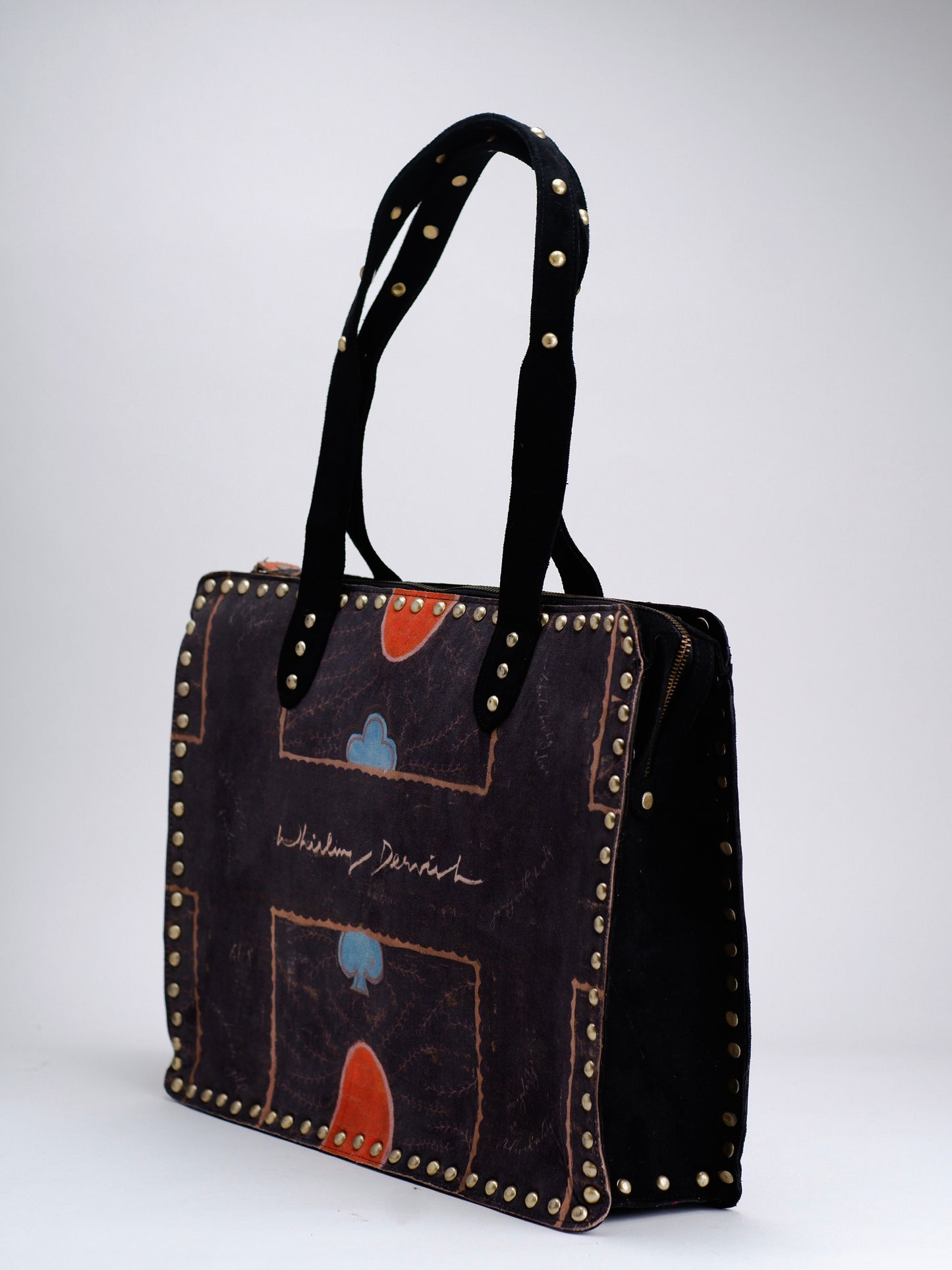 Black Card Print Landscape Tote Bag