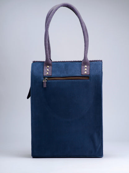 Blue Ikkat print Portrait Tote Bag