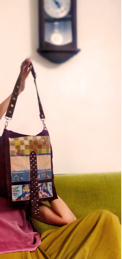 Mosaic print Messenger Flap Sling Bag