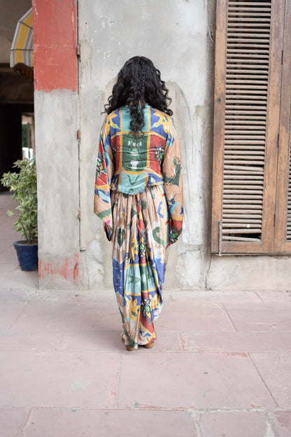 Mosaic Kaftan Top & Dhoti Skirt