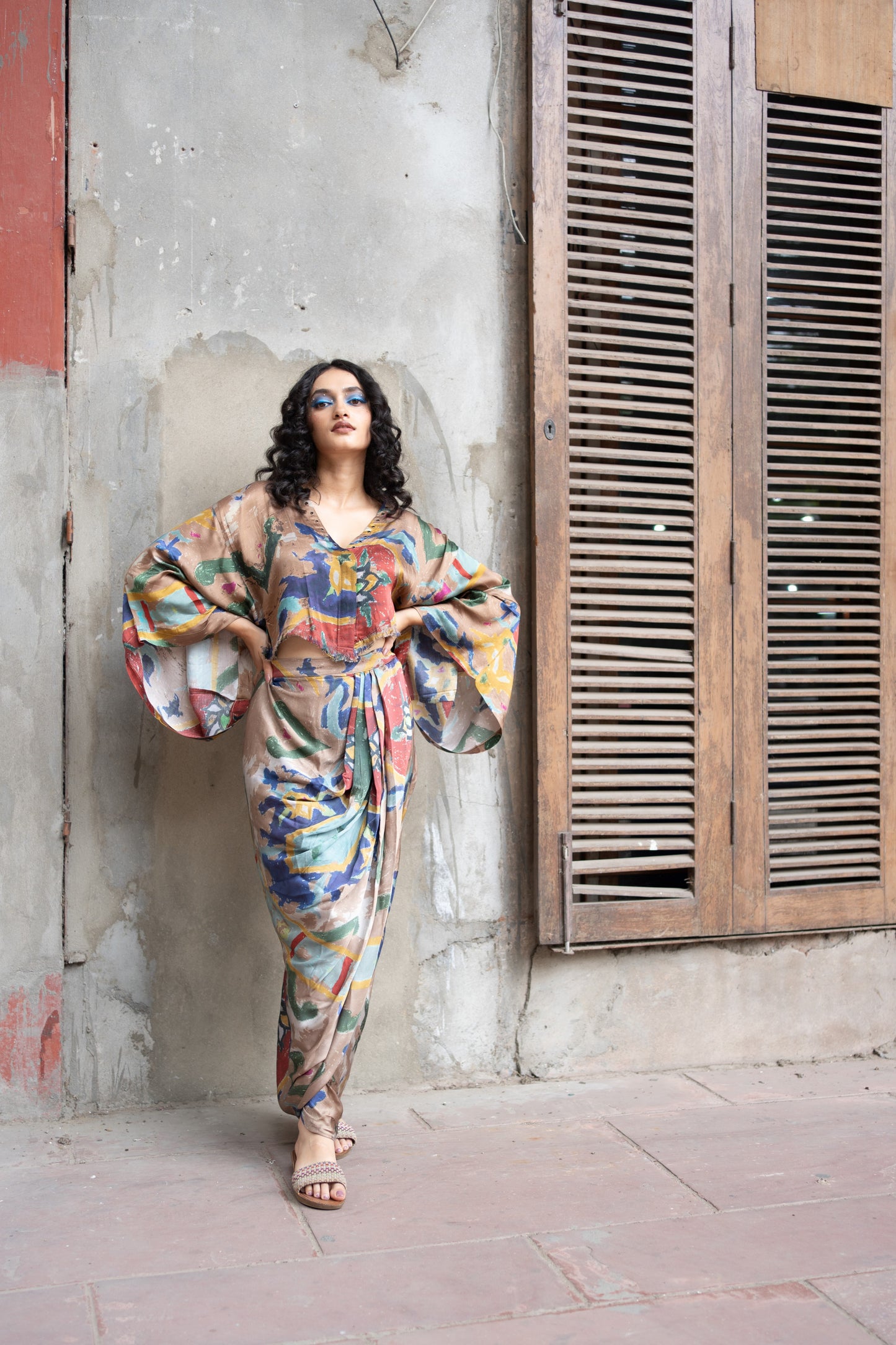 Mosaic Kaftan Top & Dhoti Skirt