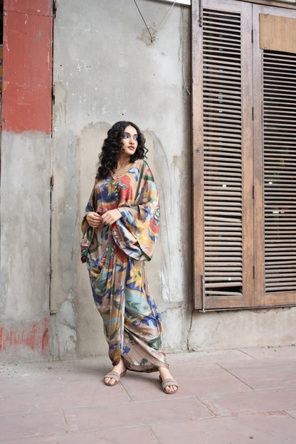 Mosaic Kaftan Top & Dhoti Skirt