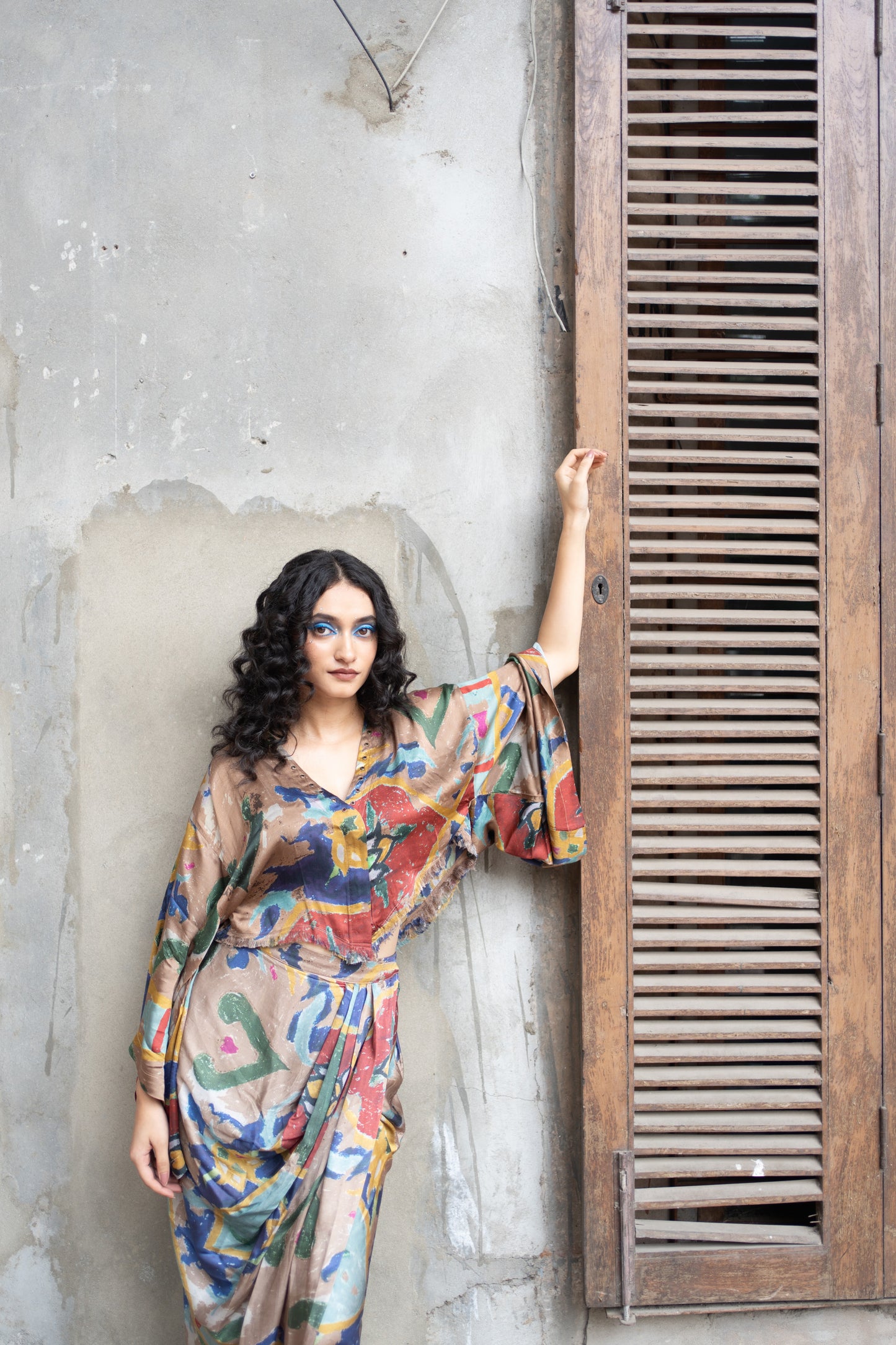 Mosaic Kaftan Top & Dhoti Skirt