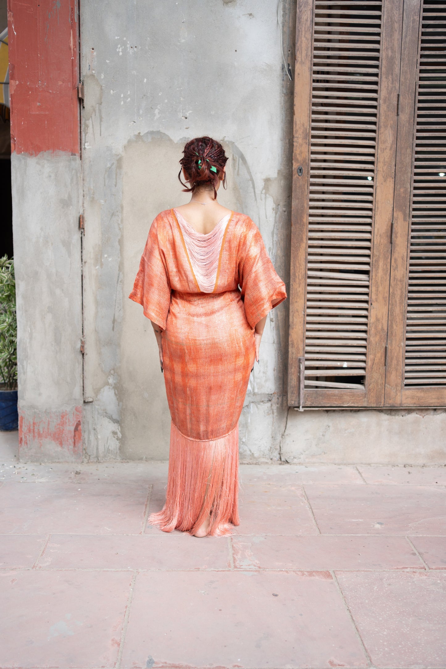 Orange Long Fringe Dress