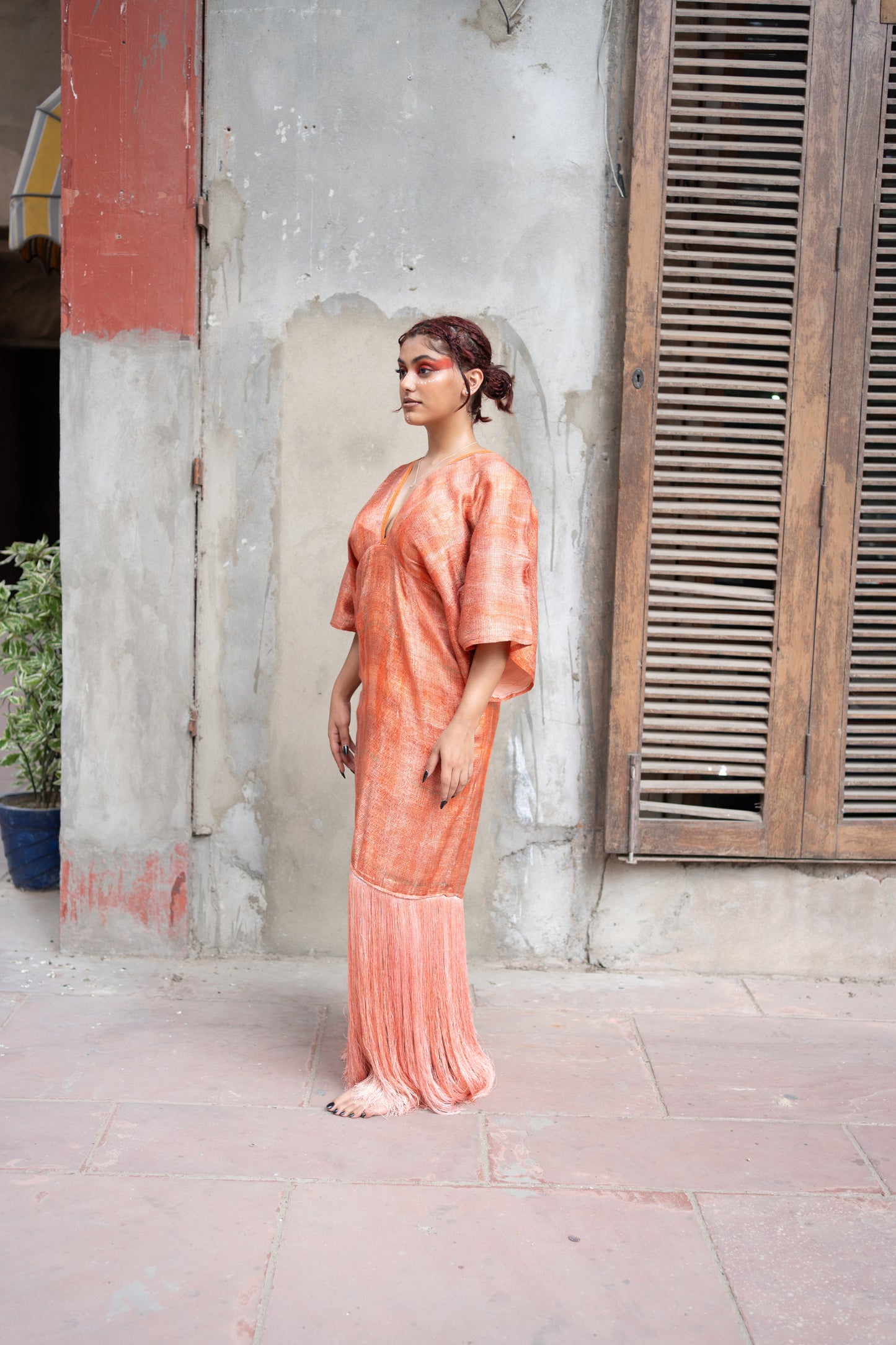 Orange Long Fringe Dress