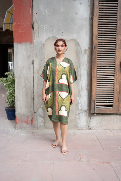 Green Card Print Azba Dress