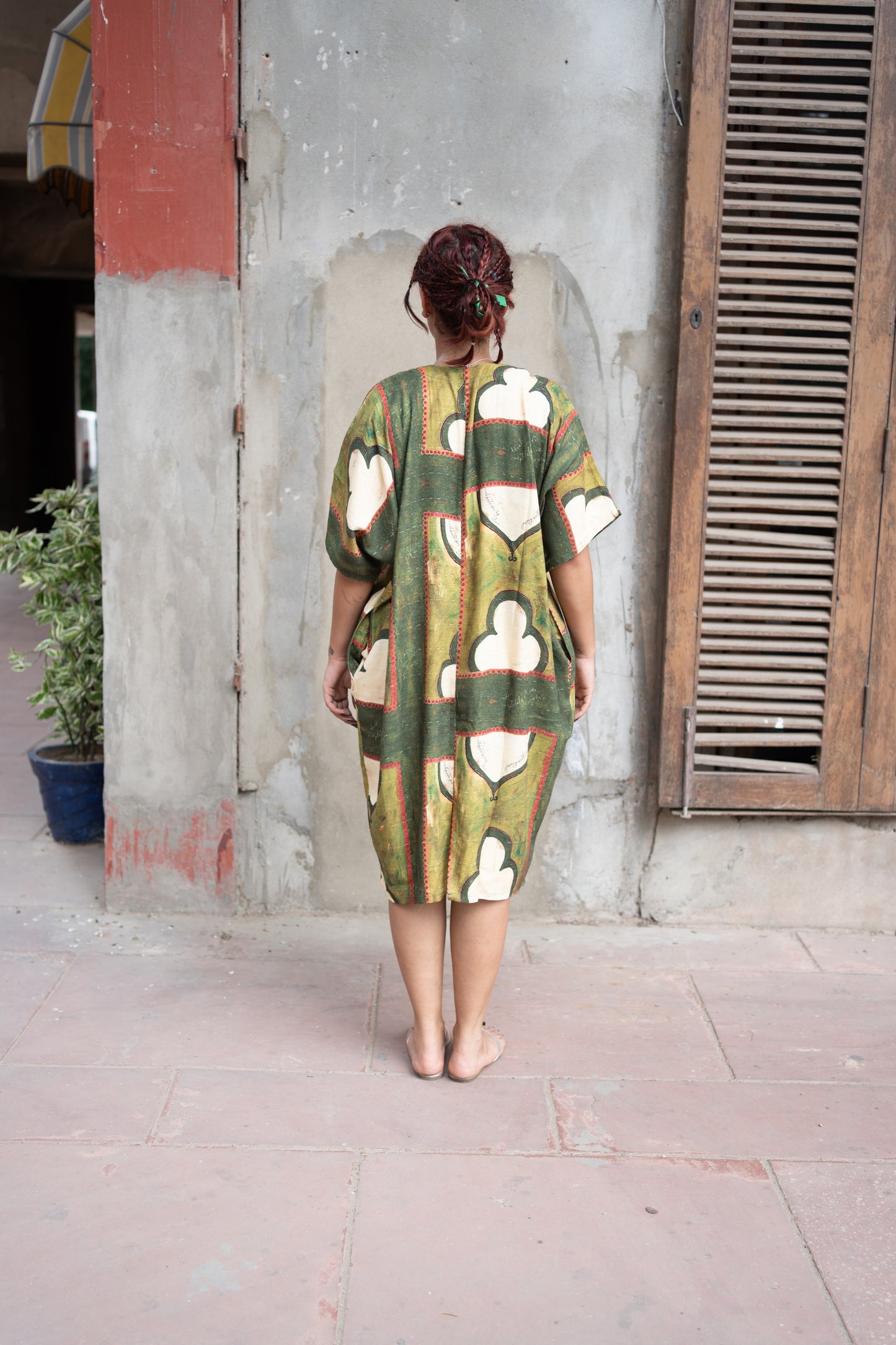 Green Card Print Azba Dress