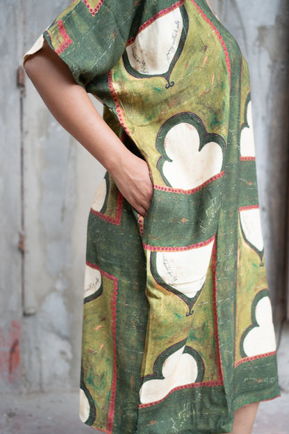 Green Card Print Azba Dress