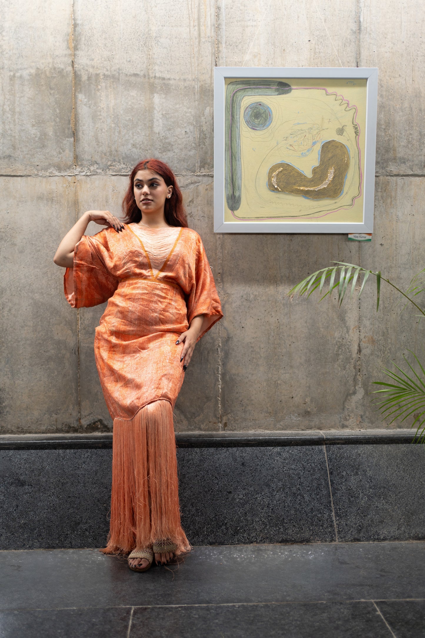 Orange Long Fringe Dress