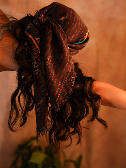 Black Print Scarf