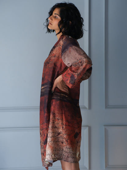 Rust shimmer Long unisex wrap kimono