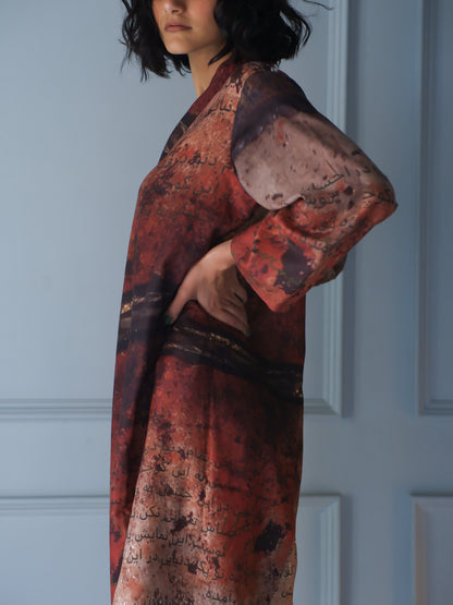 Rust shimmer Long unisex wrap kimono