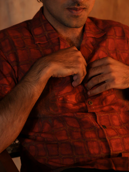 Rust Cuban Collar Shirt