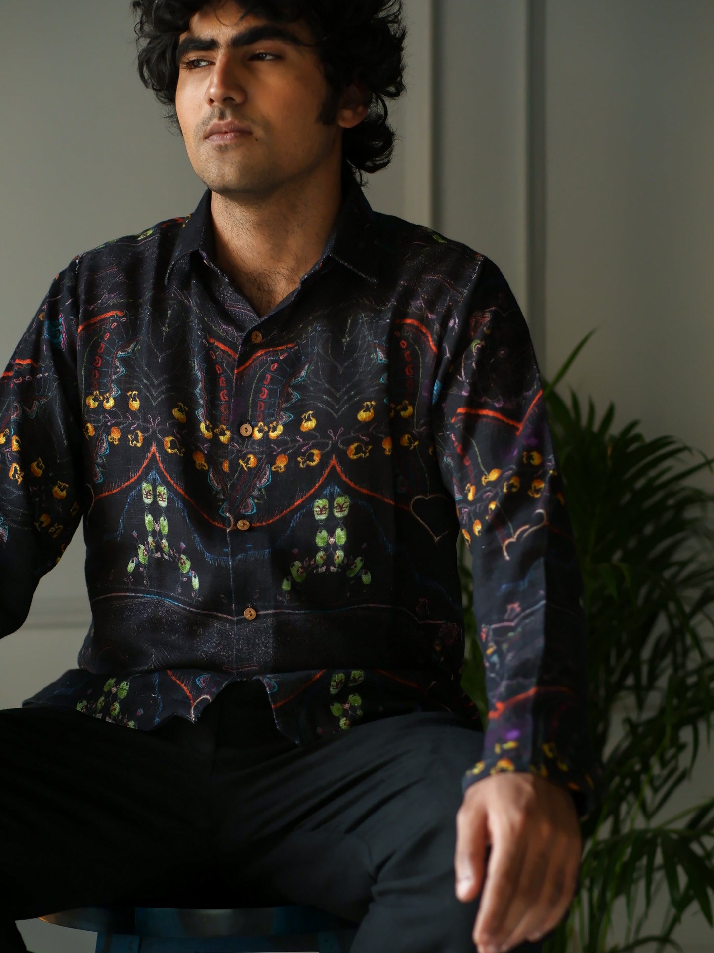 Black Japanese Moth Full sleeves Shirt