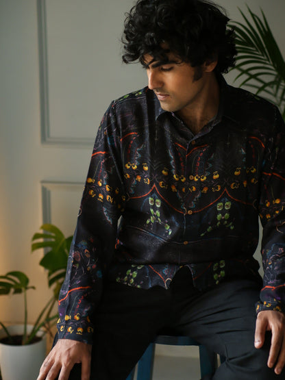 Black Japanese Moth Full sleeves Shirt