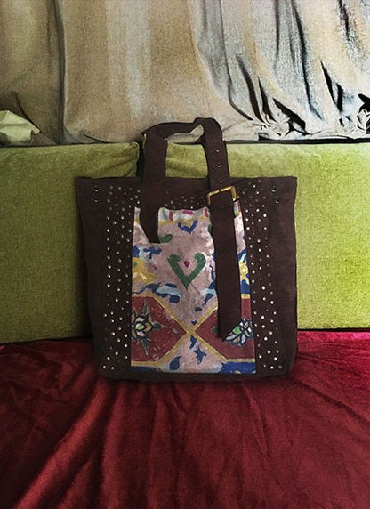 Mosaic brown Portrait tote bag