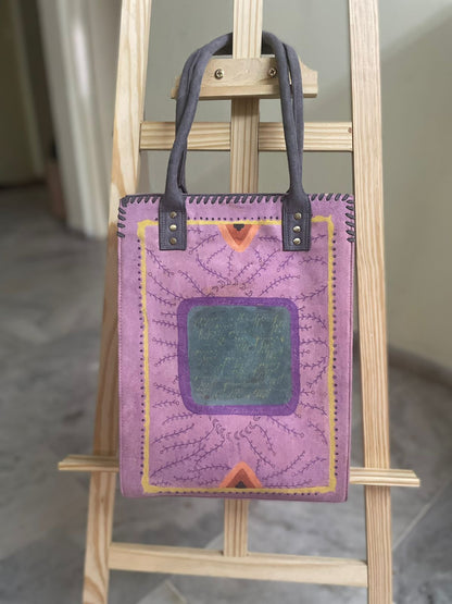 Purple Card Print Portrait Tote Bag