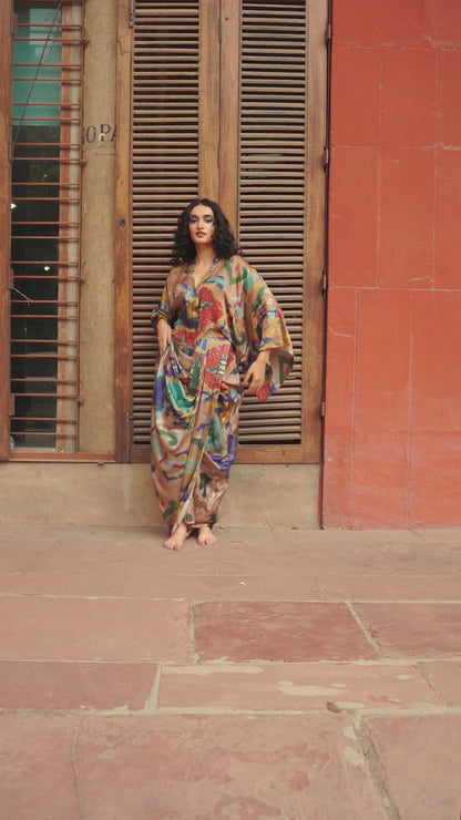 Mosaic Kaftan Top & Dhoti Skirt